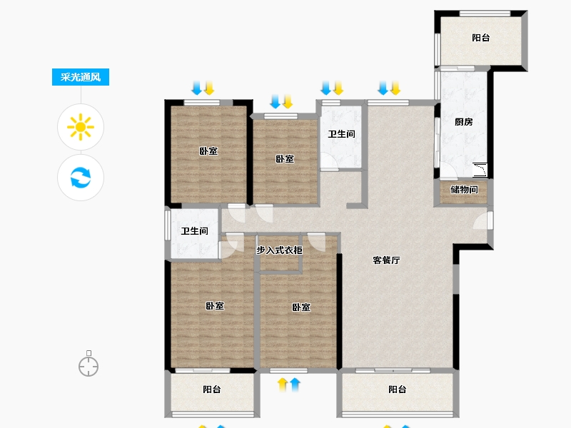 湖北省-武汉市-同馨花园雍豪府-167.09-户型库-采光通风