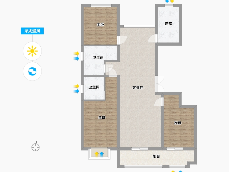 山东省-潍坊市-恒信风華上品-104.27-户型库-采光通风