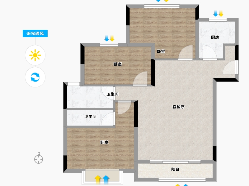 山东省-济宁市-香港国际和美新家园-98.00-户型库-采光通风