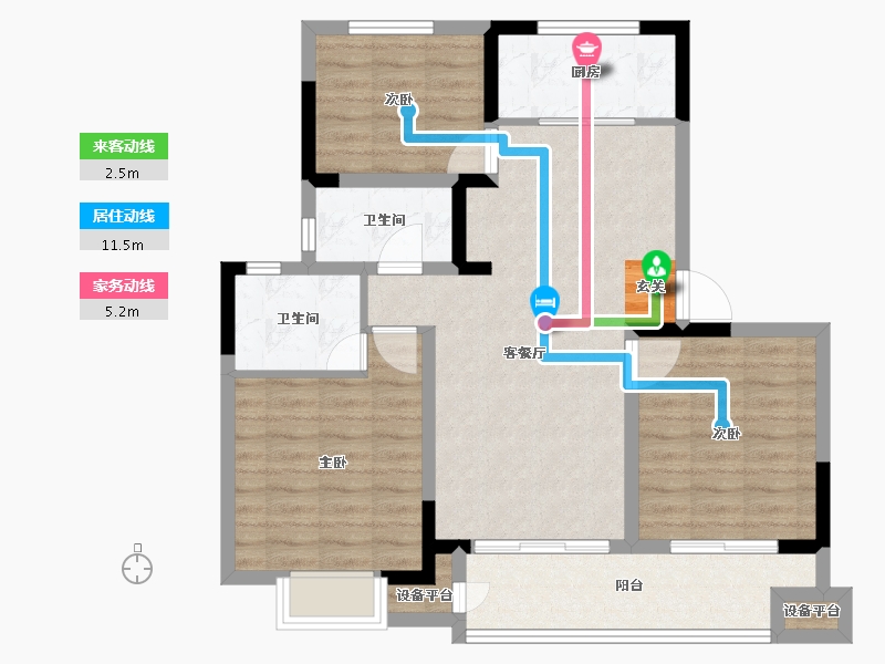 江苏省-常州市-塘樾家园-86.00-户型库-动静线