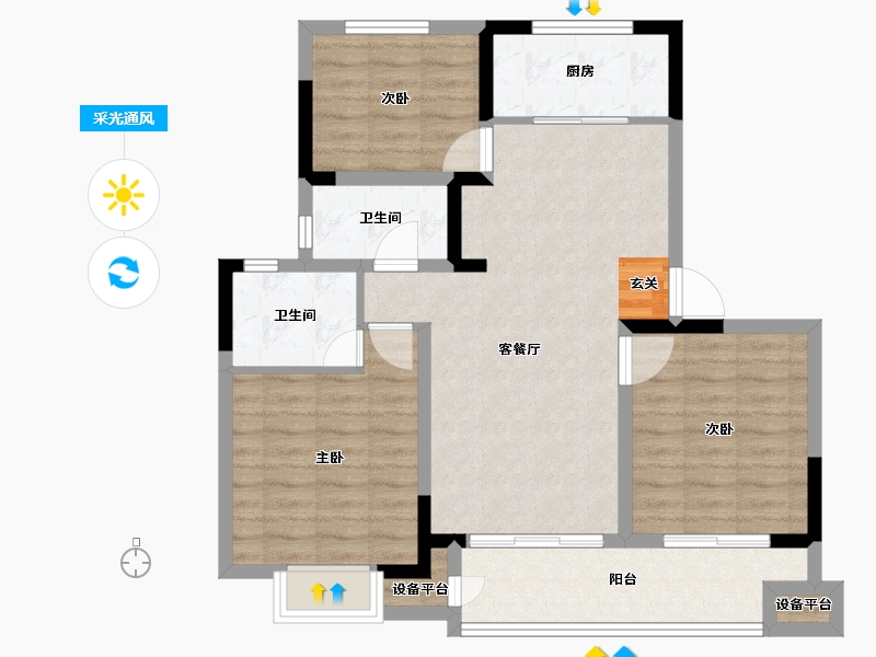 江苏省-常州市-塘樾家园-86.00-户型库-采光通风