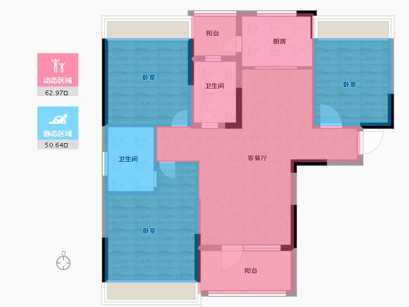 湖北省-襄阳市-万景·三号院-102.00-户型库-动静分区