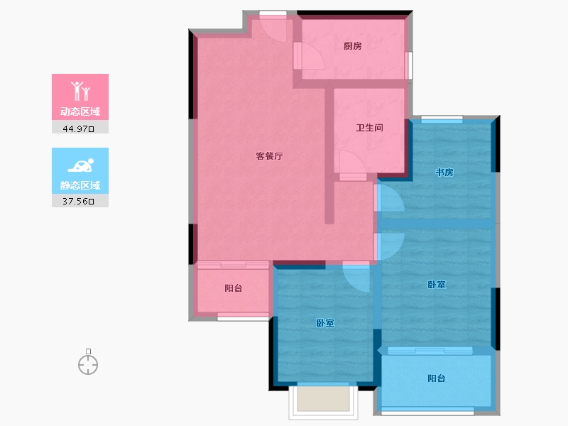 山东省-济宁市-香港国际和美新家园-72.58-户型库-动静分区