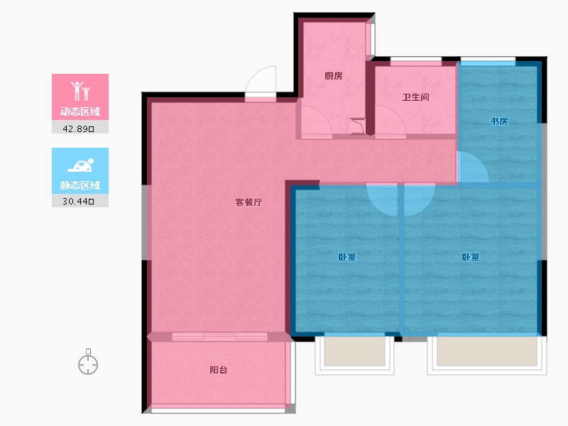 湖北省-十堰市-楚天都市熙园-65.49-户型库-动静分区