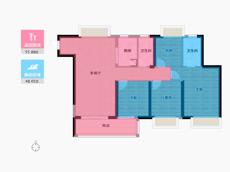 湖南省-株洲市-实地株洲蔷薇熙岸-93.30-户型库-动静分区