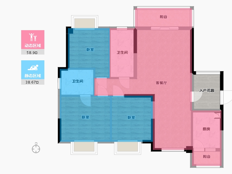 湖北省-宜昌市-宏信玫瑰城3期-92.18-户型库-动静分区