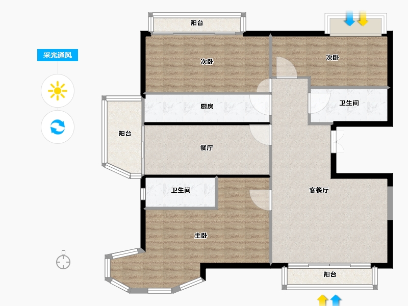 山东省-威海市-山水文园福海-129.99-户型库-采光通风