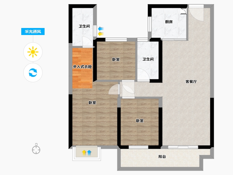 湖北省-武汉市-光谷学府-88.50-户型库-采光通风