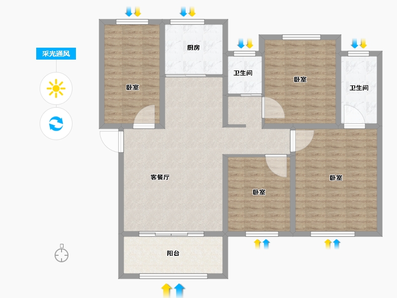 山东省-济宁市-香港国际和美新家园-115.01-户型库-采光通风