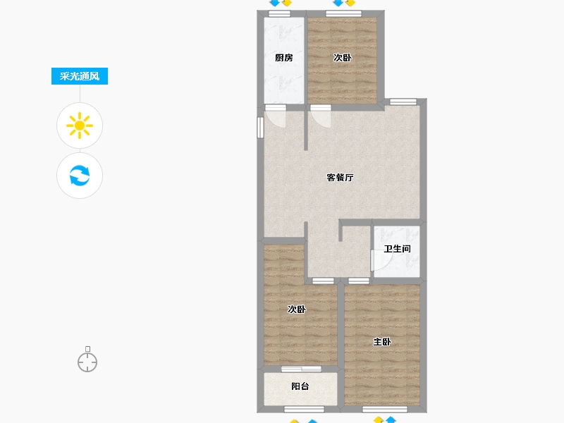 山东省-潍坊市-中鲁翰香苑-75.37-户型库-采光通风