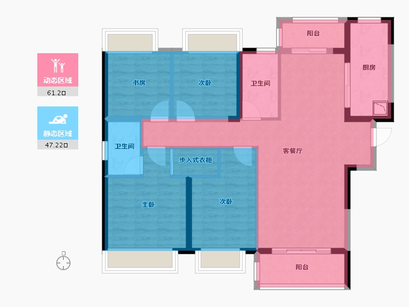 湖南省-株洲市-中粮瑞府-96.53-户型库-动静分区