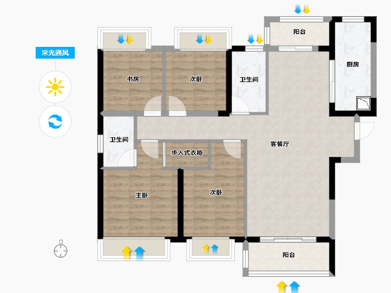 湖南省-株洲市-中粮瑞府-96.53-户型库-采光通风