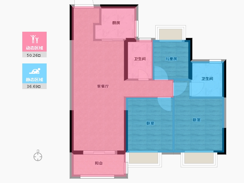 湖北省-武汉市-中海尚璟-78.08-户型库-动静分区