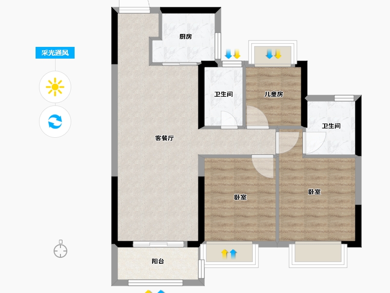 湖北省-武汉市-中海尚璟-78.08-户型库-采光通风