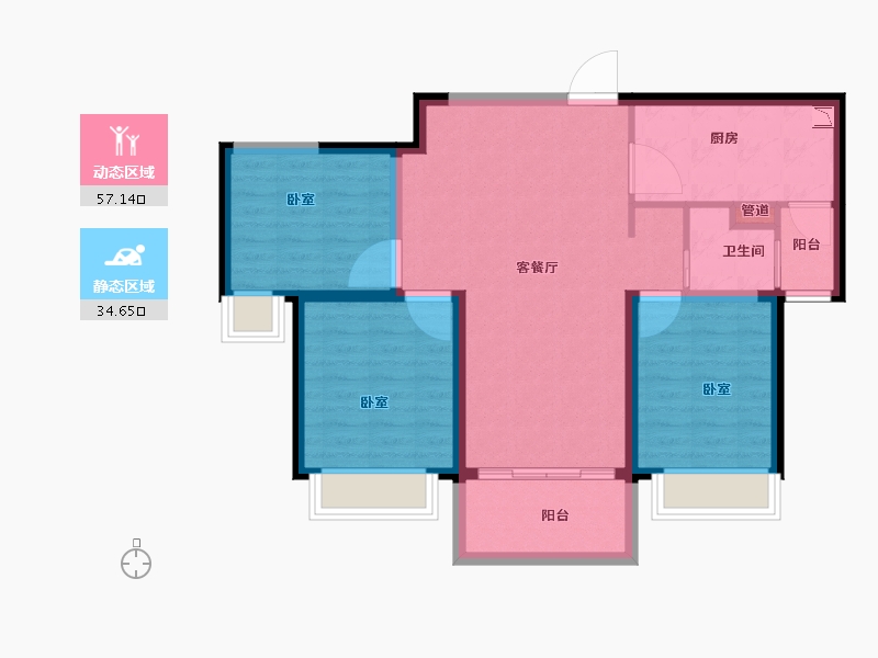 河南省-郑州市-碧桂园凤凰湾-81.93-户型库-动静分区