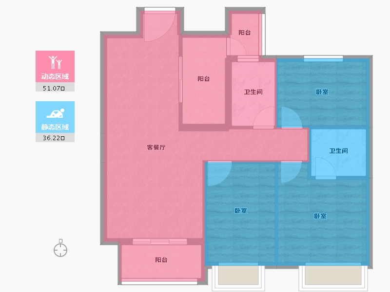 湖北省-孝感市-汉正星河-78.58-户型库-动静分区