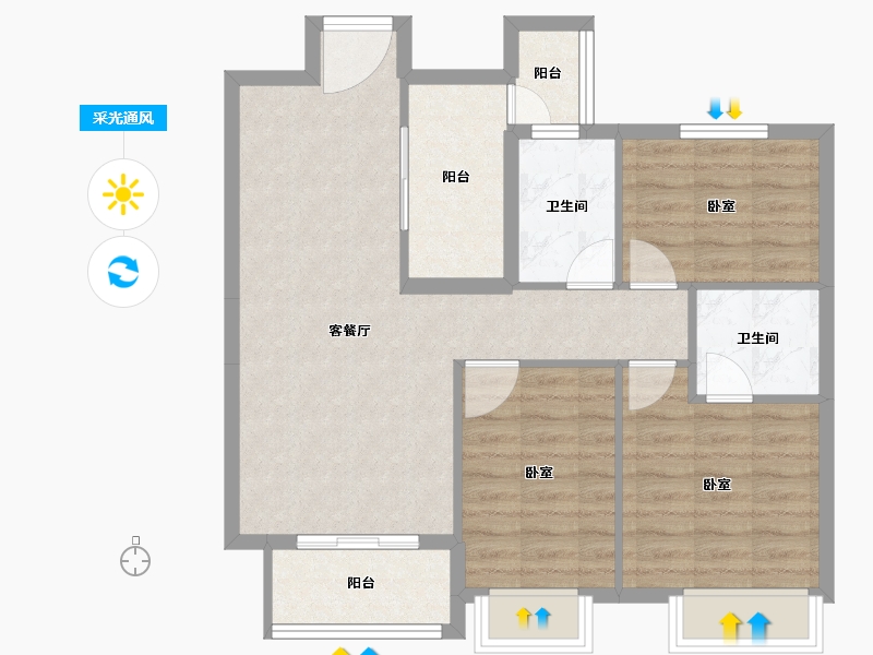 湖北省-孝感市-汉正星河-78.58-户型库-采光通风