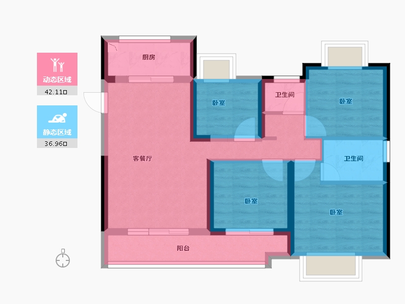 湖北省-襄阳市-蓝光铭江半岛-68.96-户型库-动静分区