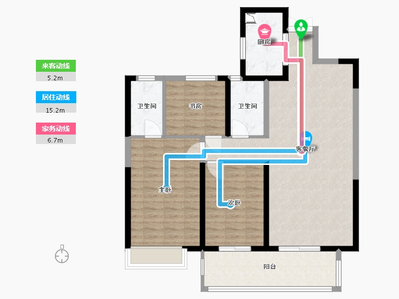 陕西省-渭南市-宏帆人和府-97.82-户型库-动静线