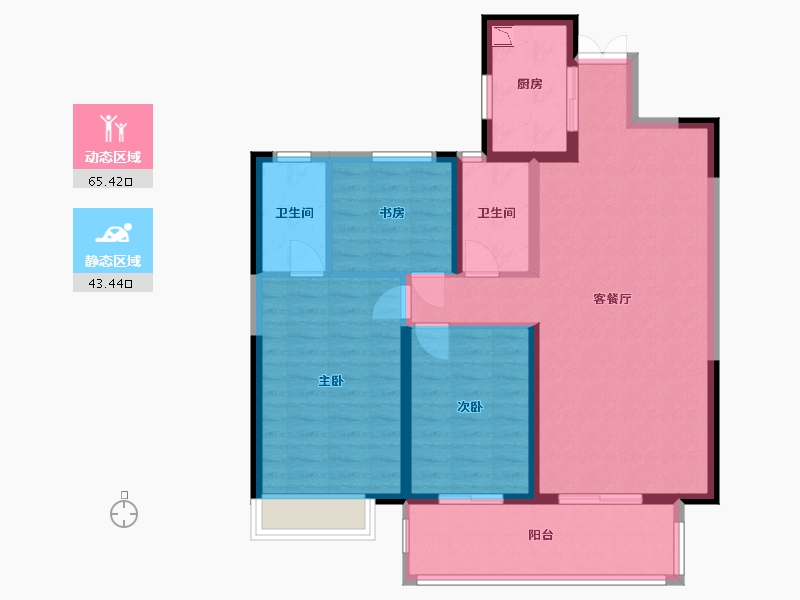 陕西省-渭南市-宏帆人和府-97.82-户型库-动静分区