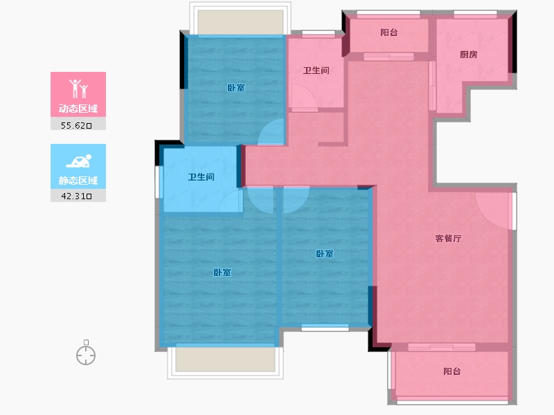 湖北省-孝感市-汉正星河-87.76-户型库-动静分区