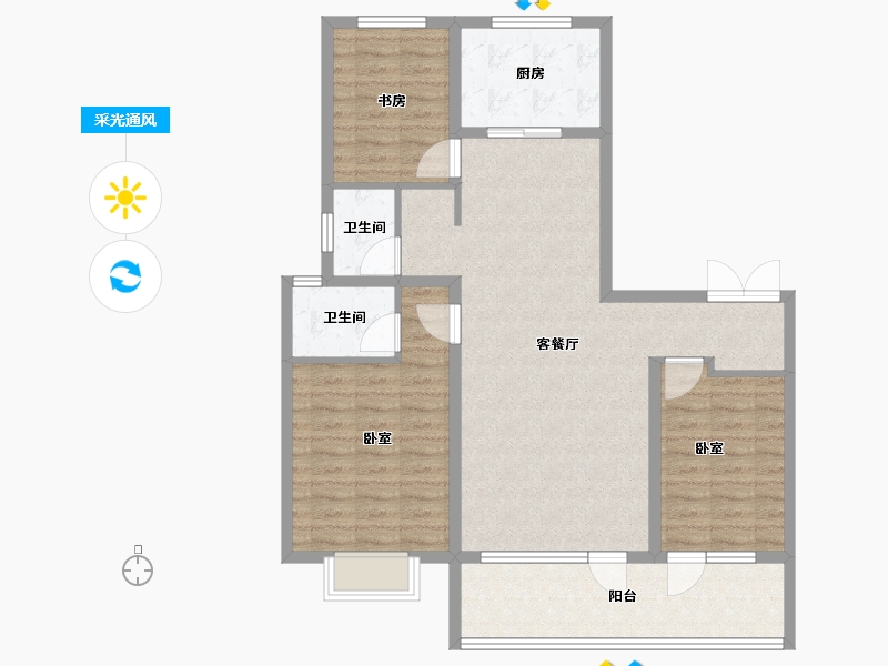 山东省-济宁市-九巨龙·龙城华府-102.00-户型库-采光通风