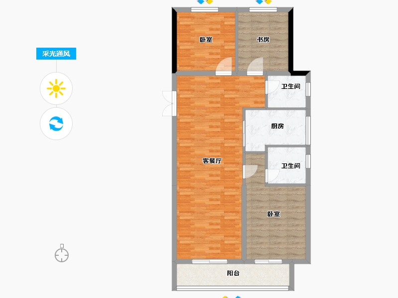 河南省-郑州市-美盛教育港湾-96.35-户型库-采光通风