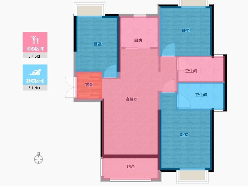 湖北省-武汉市-地铁盛观尚城-98.01-户型库-动静分区