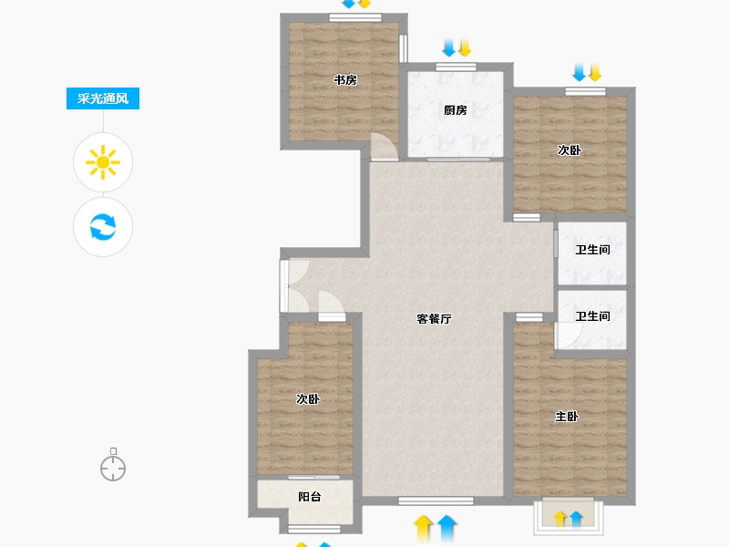 山东省-潍坊市-城投奥文公馆-111.38-户型库-采光通风