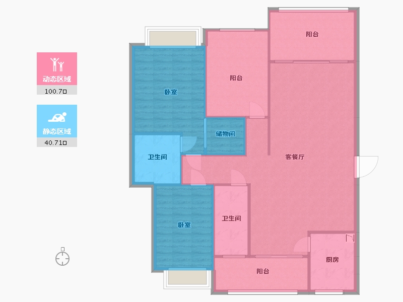 湖南省-常德市-南金城-131.07-户型库-动静分区