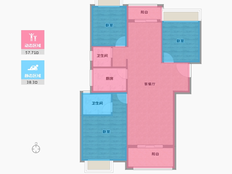 湖北省-孝感市-汉正星河-86.65-户型库-动静分区