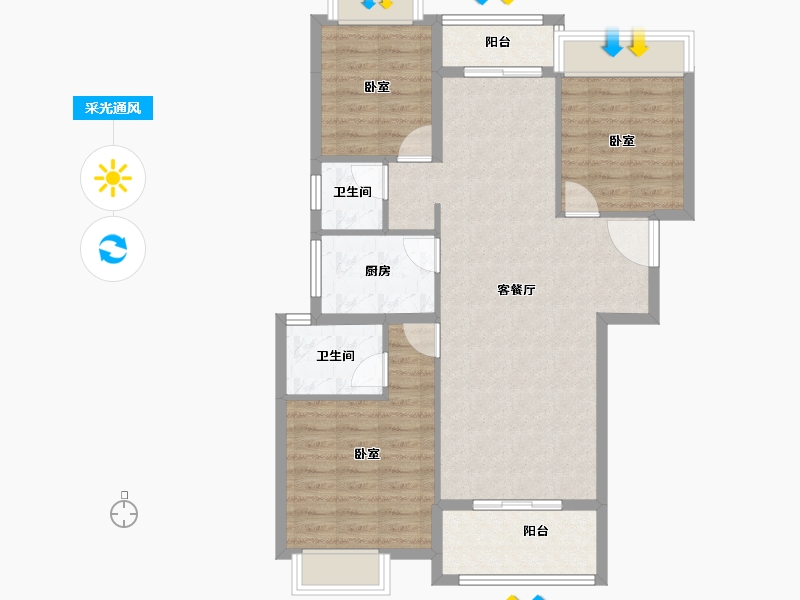 湖北省-孝感市-汉正星河-86.65-户型库-采光通风