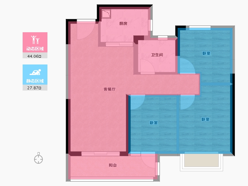 湖北省-武汉市-蓝光雍锦香榭-63.77-户型库-动静分区