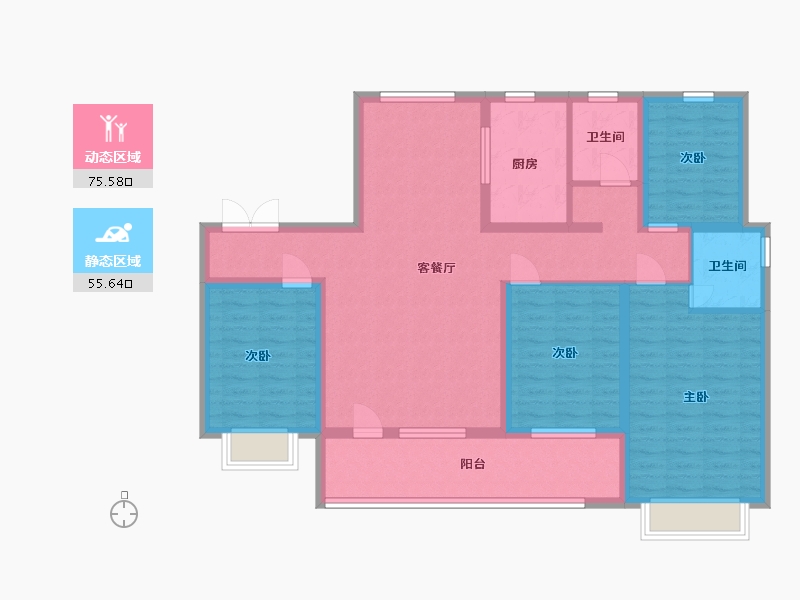 山东省-潍坊市-中南保利樾府-116.80-户型库-动静分区