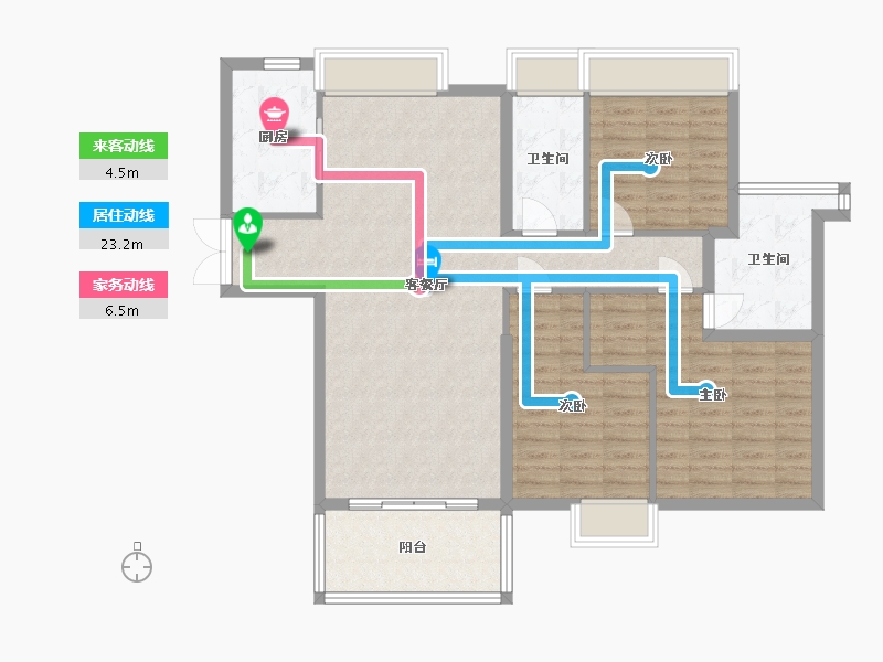 湖北省-武汉市-华侨城原岸-108.67-户型库-动静线