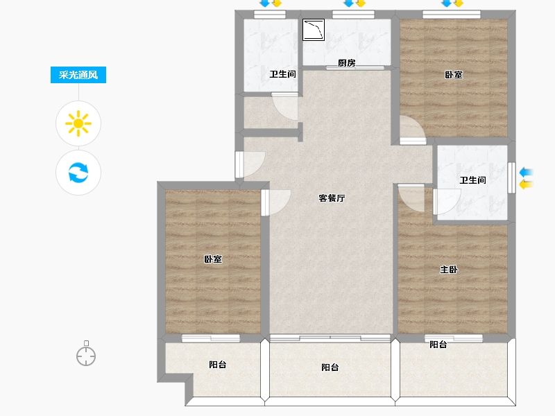 山东省-济南市-瑞诚翡翠郡-96.63-户型库-采光通风