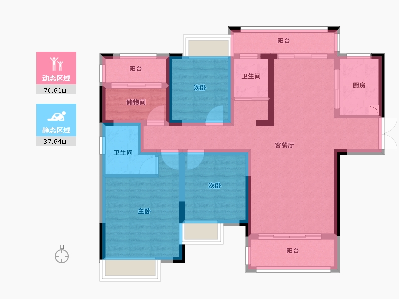 湖南省-株洲市-华晨·浪琴湾-95.12-户型库-动静分区