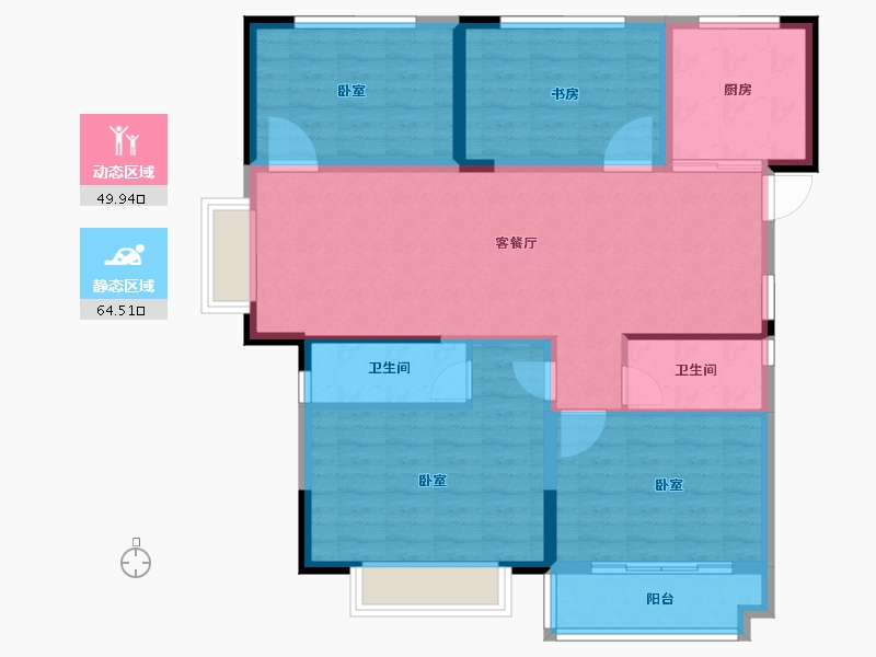 浙江省-金华市-星月嘉园-103.43-户型库-动静分区