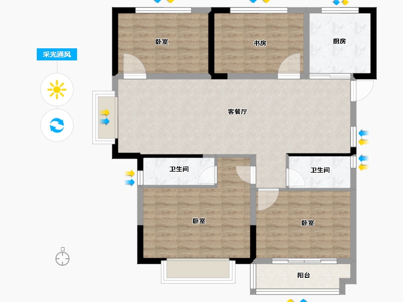 浙江省-金华市-星月嘉园-103.43-户型库-采光通风