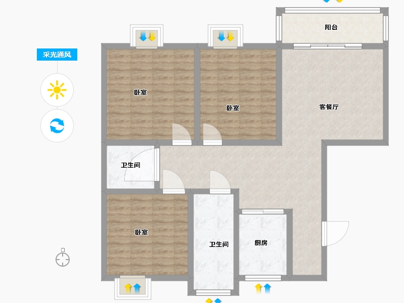 湖北省-黄冈市-金泰时代-108.98-户型库-采光通风