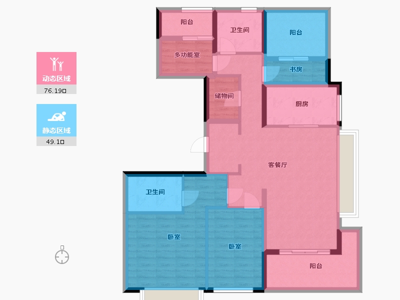 浙江省-杭州市-德信钱塘云庄-111.34-户型库-动静分区