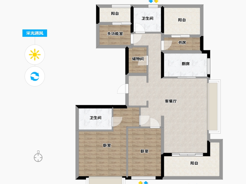 浙江省-杭州市-德信钱塘云庄-111.34-户型库-采光通风