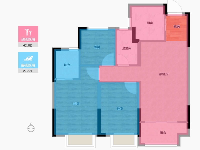 浙江省-金华市-万固西江月-70.00-户型库-动静分区