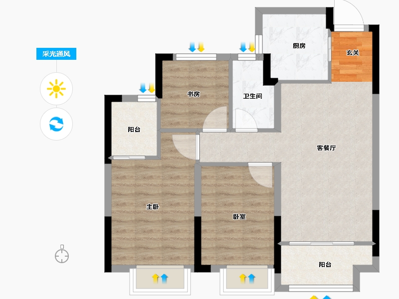 浙江省-金华市-万固西江月-70.00-户型库-采光通风