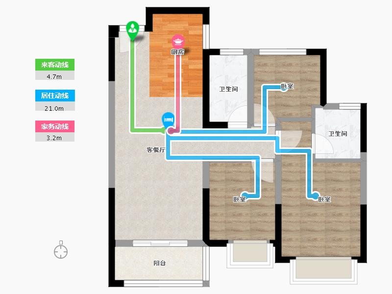 浙江省-金华市-星月嘉园-73.58-户型库-动静线