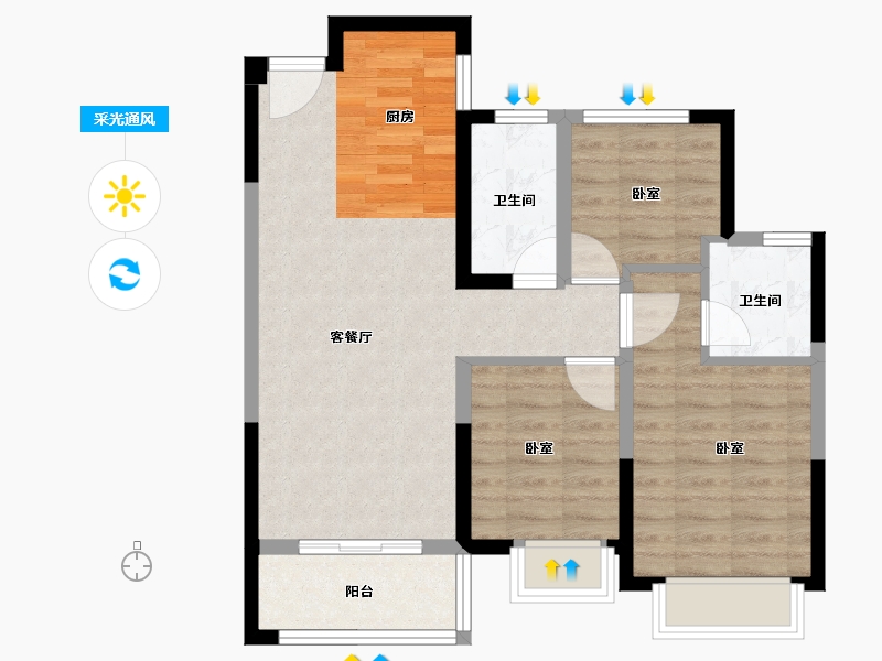 浙江省-金华市-星月嘉园-73.58-户型库-采光通风