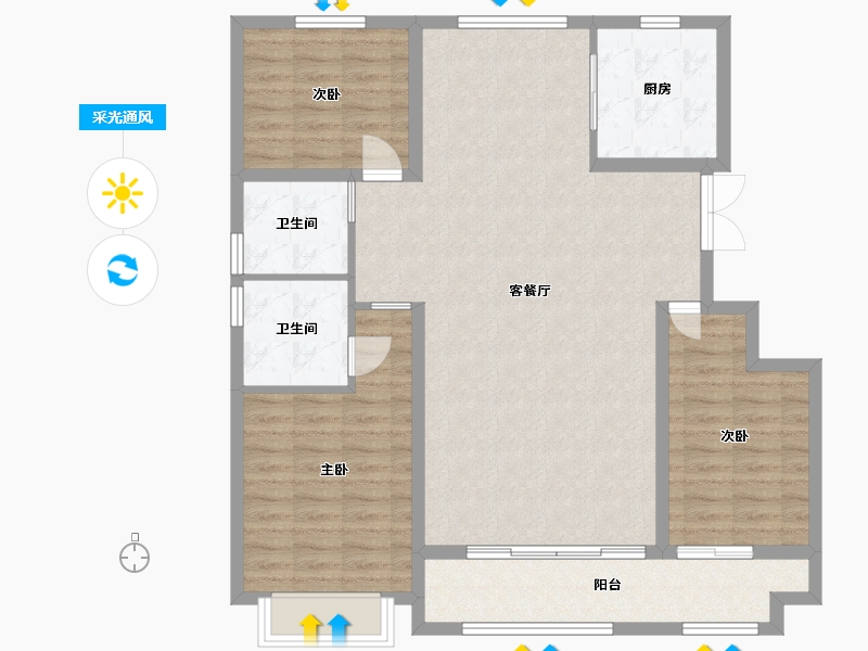 山东省-潍坊市-恒信凤栖桃源-108.95-户型库-采光通风