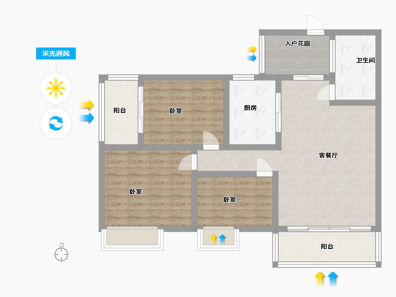 湖北省-黄冈市-金泰时代-91.20-户型库-采光通风