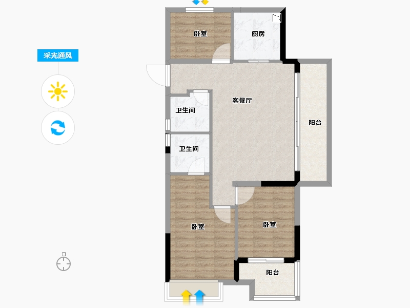 浙江省-绍兴市-新昌碧桂园珺悦-88.07-户型库-采光通风