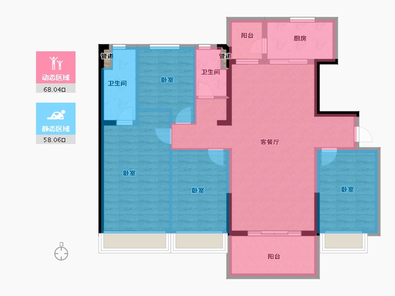 河南省-郑州市-碧桂园凤凰湾-114.00-户型库-动静分区